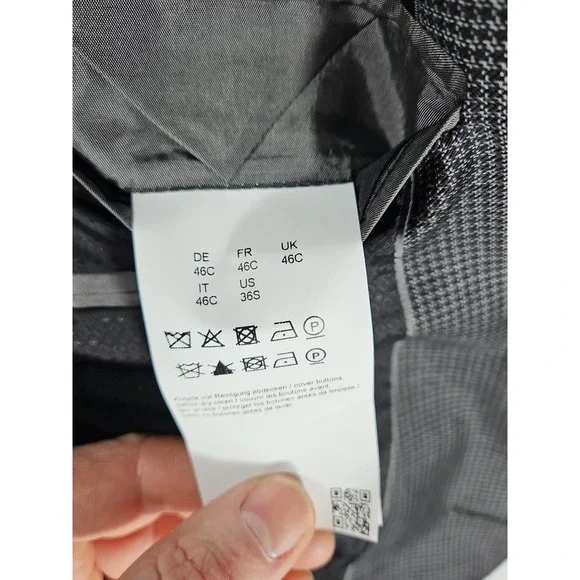 HUGO Hugo Boss 100% Virgin Wool Blazer Sport Coat 36S Houndstooth Pattern - Picture 13 of 16